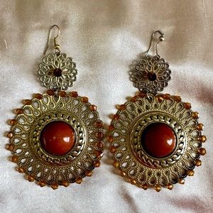 Handmade and gold intricate dangle earrings